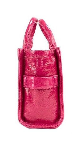 The Shiny Crinkle Mini Tote Magenta Leather Crossbody Handbag Purse - SEHABRANDS