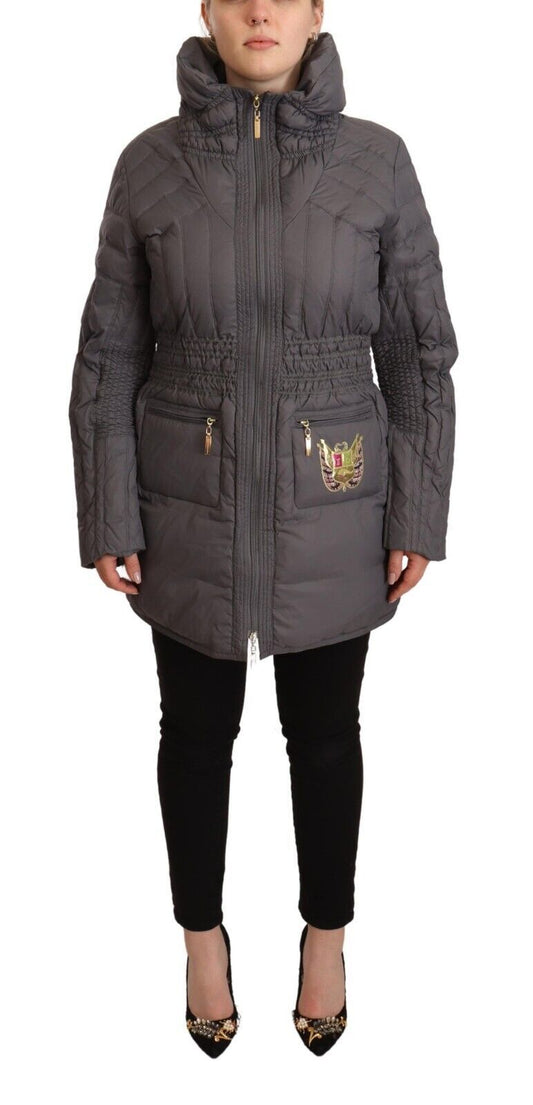 Elegant Quilted Long Jacket with Logo Patch - SEHABRANDS