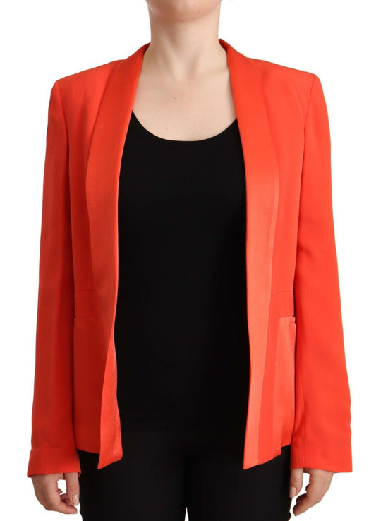 Elegant Orange Overcoat Long Sleeves Jacket - SEHABRANDS