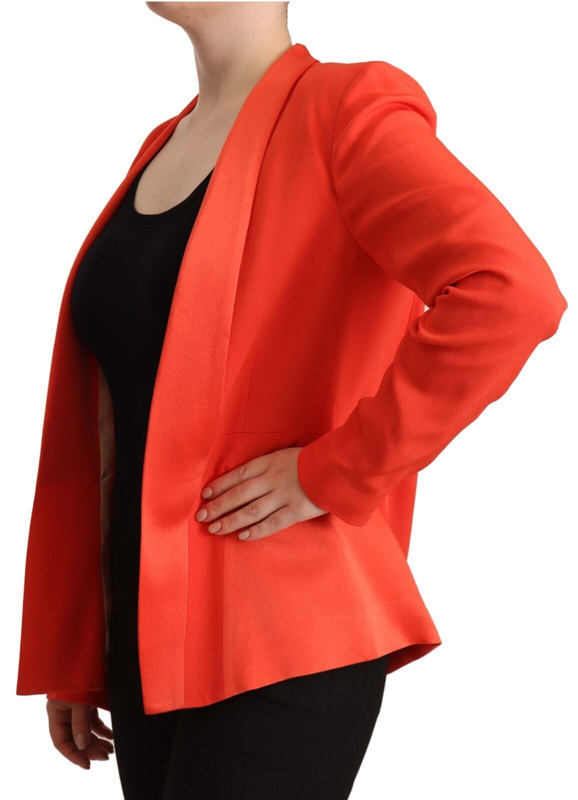 Elegant Orange Overcoat Long Sleeves Jacket - SEHABRANDS