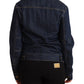 Elegant Dark Blue Denim Jacket - SEHABRANDS