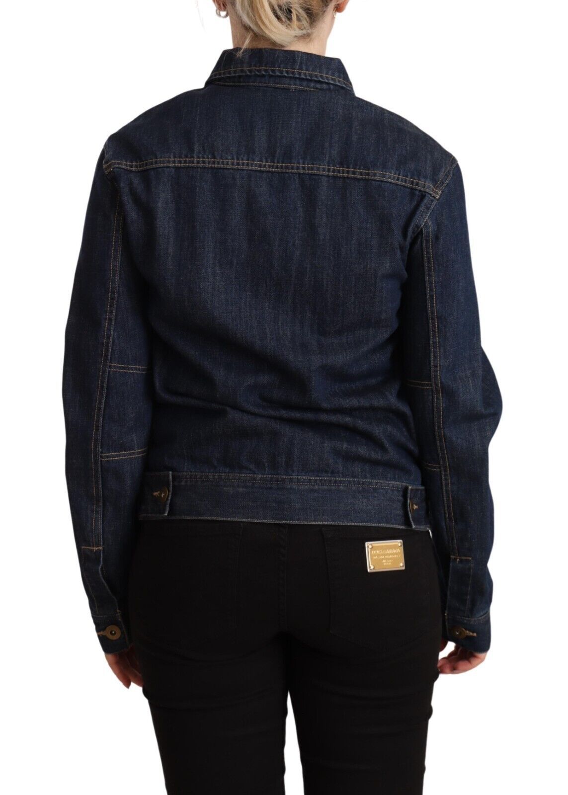 Elegant Dark Blue Denim Jacket - SEHABRANDS