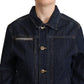 Elegant Dark Blue Denim Jacket - SEHABRANDS