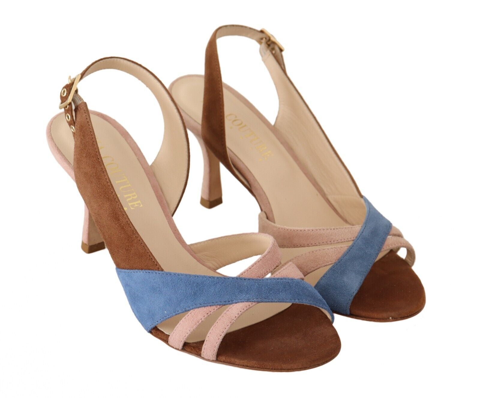 Chic Multicolor Suede Slingback Heel Sandals - SEHABRANDS