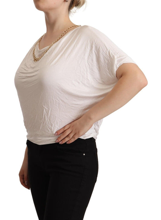 Elegant White Gold Chain T-Shirt Top - SEHABRANDS