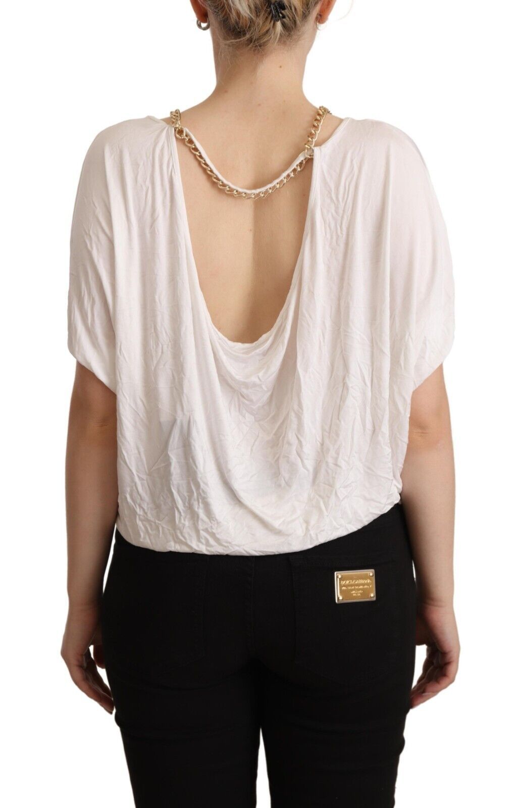 Elegant White Gold Chain T-Shirt Top - SEHABRANDS