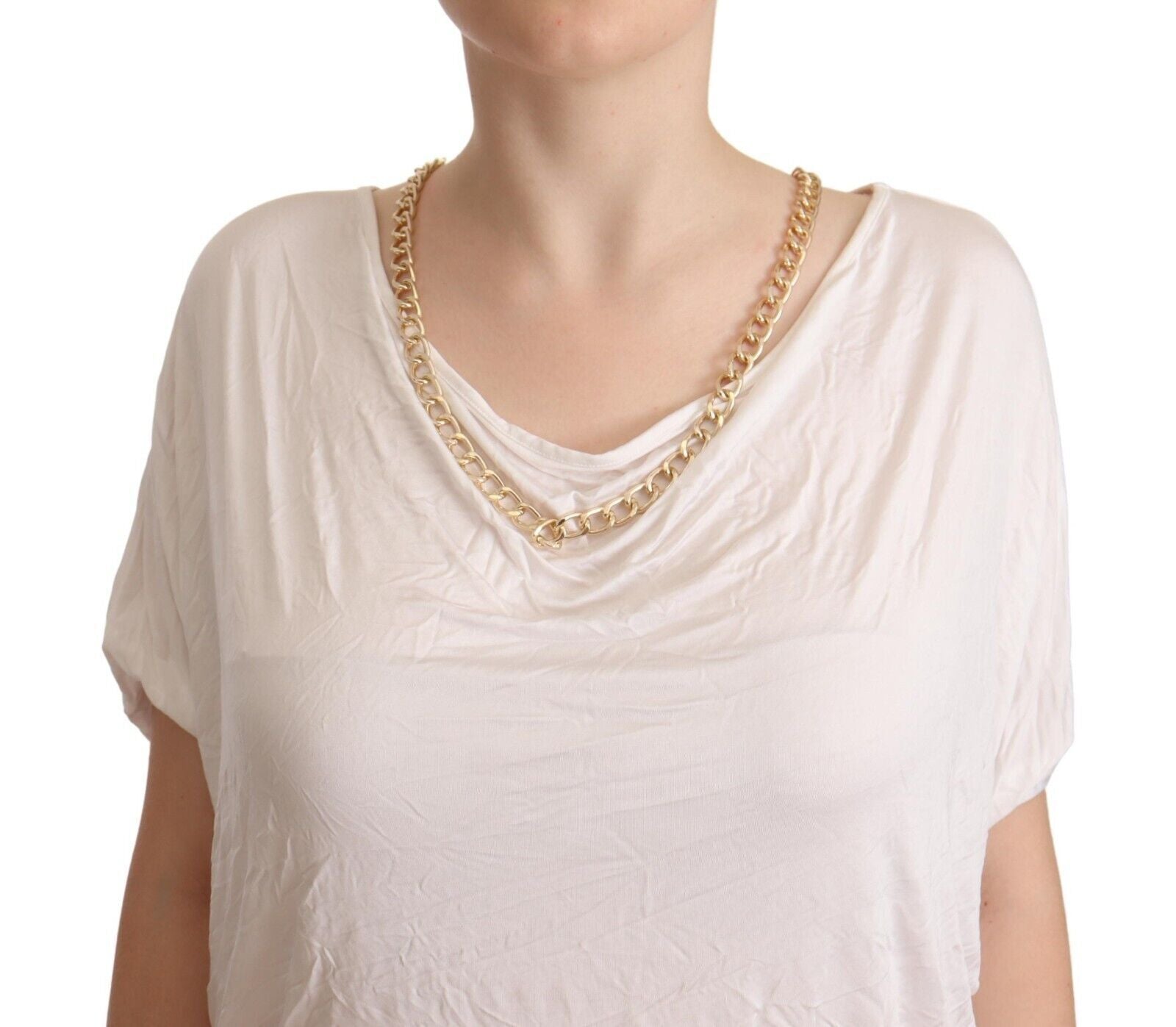 Elegant White Gold Chain T-Shirt Top - SEHABRANDS