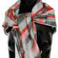 Elegant Silk Checkered Scarf in Gray and Red - SEHABRANDS