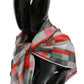 Elegant Silk Checkered Scarf in Gray and Red - SEHABRANDS