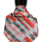 Elegant Silk Checkered Scarf in Gray and Red - SEHABRANDS