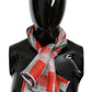 Elegant Silk Checkered Scarf in Gray and Red - SEHABRANDS