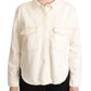 Elegant White Long Sleeve Collared Polo Top - SEHABRANDS