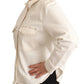 Elegant White Long Sleeve Collared Polo Top - SEHABRANDS