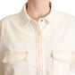 Elegant White Long Sleeve Collared Polo Top - SEHABRANDS