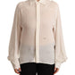 Elegant Off White Silk Long Sleeve Blouse - SEHABRANDS