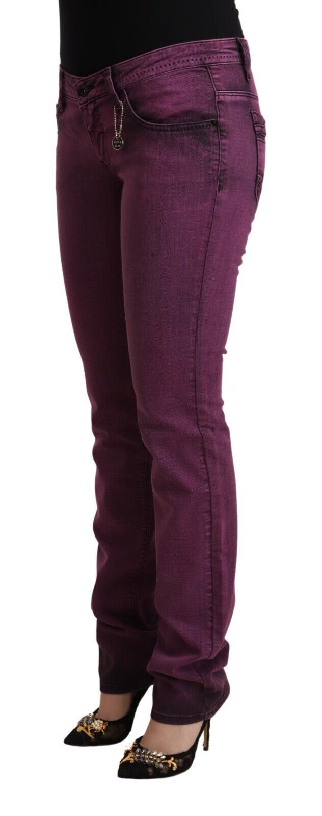 Elegant Purple Slim Fit Denim Jeans - SEHABRANDS