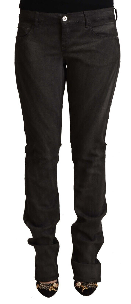 Elegant Mid Waist Skinny Black Trousers - SEHABRANDS