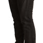 Elegant Mid Waist Skinny Black Trousers - SEHABRANDS