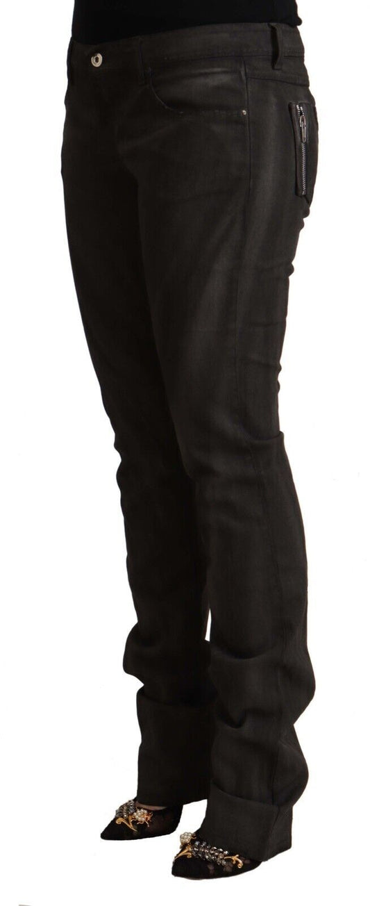 Elegant Mid Waist Skinny Black Trousers - SEHABRANDS