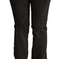 Elegant Mid Waist Skinny Black Trousers - SEHABRANDS