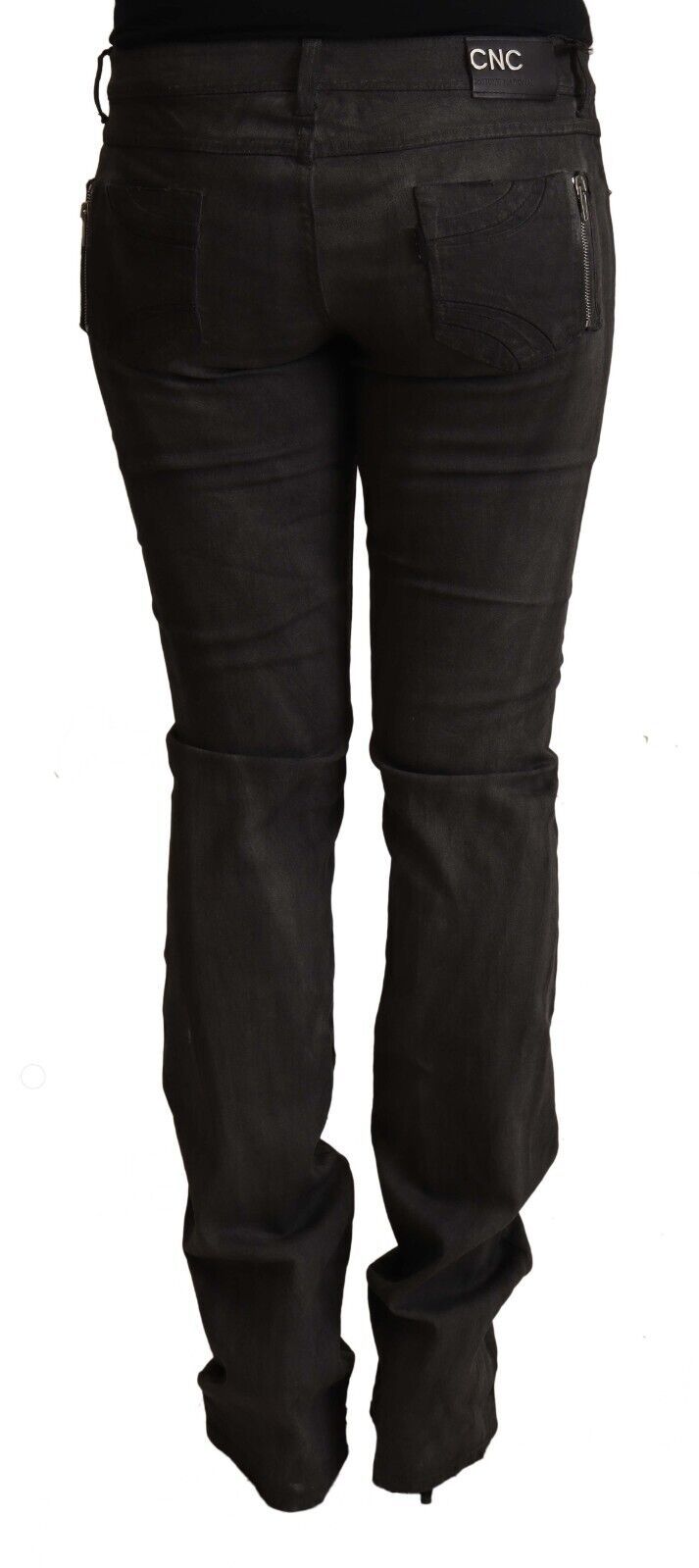 Elegant Mid Waist Skinny Black Trousers - SEHABRANDS