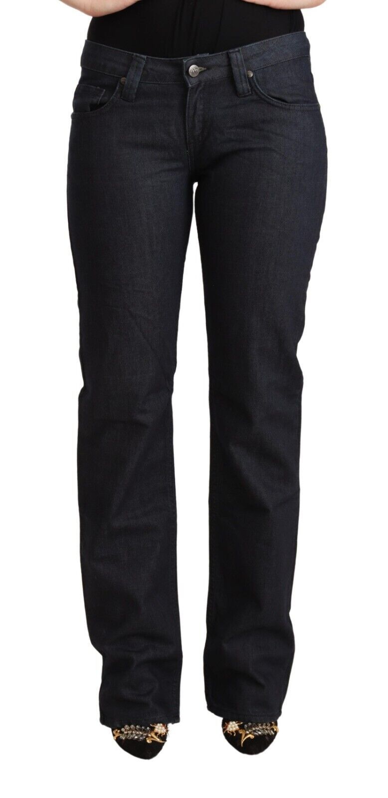 Chic Dark Blue Low Waist Straight Denim - SEHABRANDS