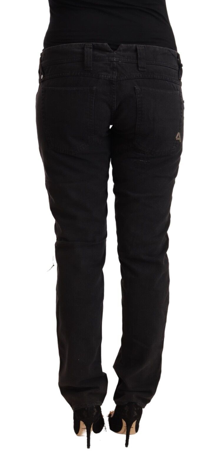 Chic Low Waist Black Slim Fit Jeans - SEHABRANDS