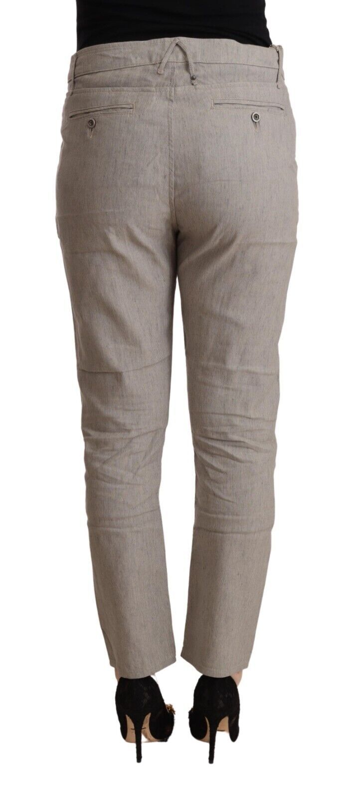 Elegant Light Grey Tapered Linen Pants - SEHABRANDS