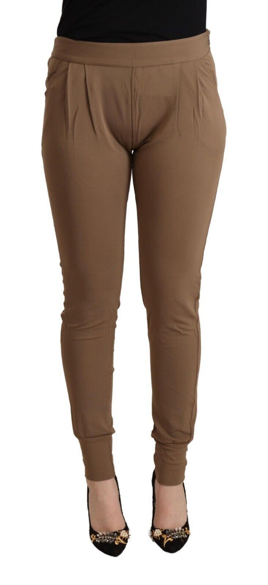 Chic Brown Mid Waist Tapered Pants - SEHABRANDS