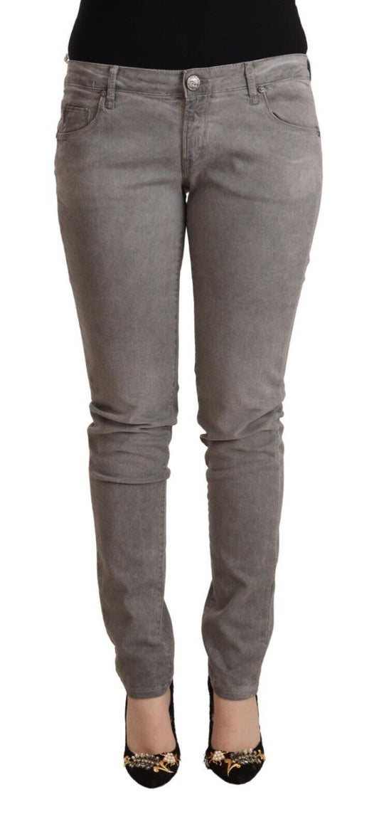 Sleek Gray Skinny Low Waist Jeans - SEHABRANDS