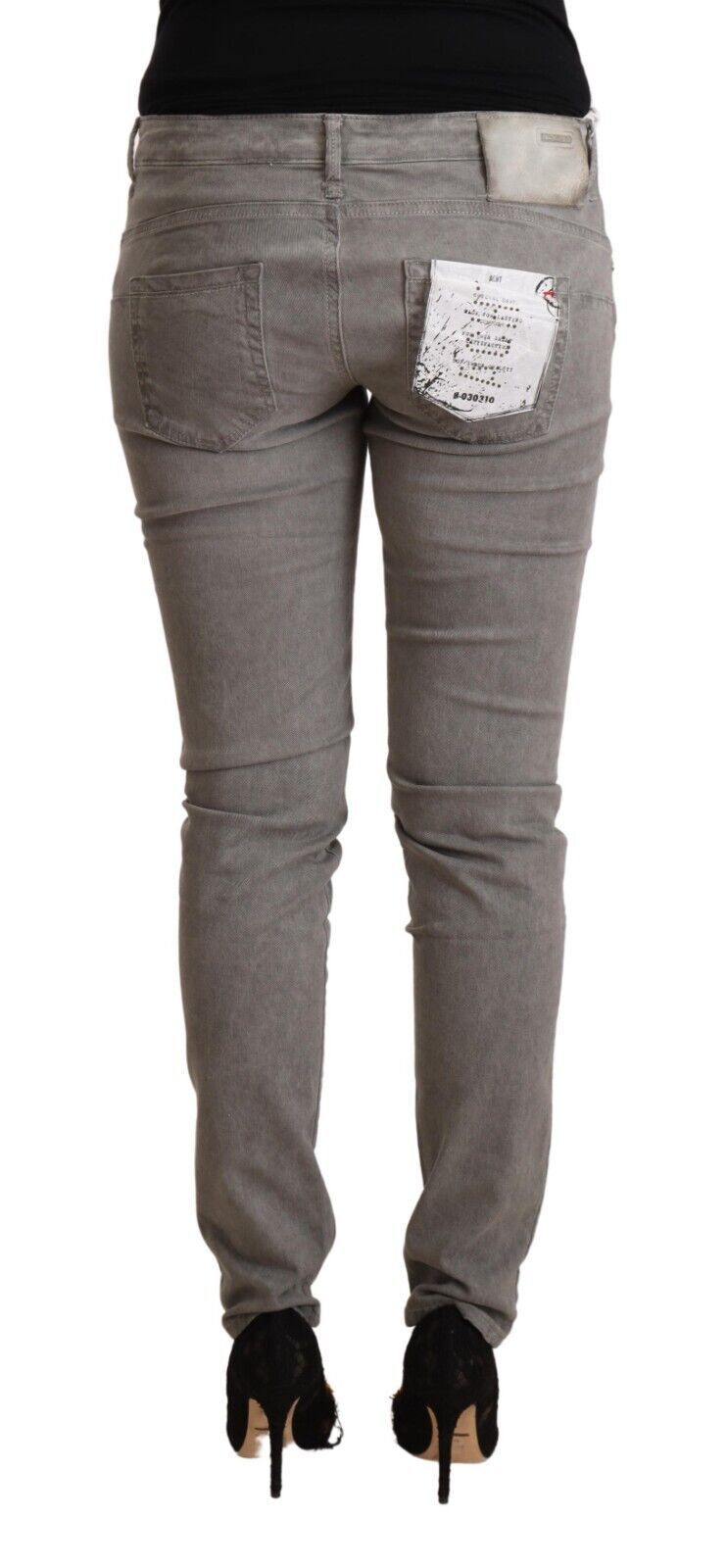 Sleek Gray Skinny Low Waist Jeans - SEHABRANDS