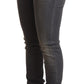 Elegant Dark Gray Skinny Jeans - Low Waist Zip Closure - SEHABRANDS