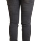 Elegant Dark Gray Skinny Jeans - Low Waist Zip Closure - SEHABRANDS