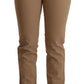 Elegant Brown Mid Waist Skinny Pants - SEHABRANDS