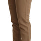 Elegant Brown Mid Waist Skinny Pants - SEHABRANDS