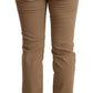 Elegant Brown Mid Waist Skinny Pants - SEHABRANDS