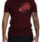 Dolce & Gabbana Elegant Bordeaux Roses Motif Crewneck Tee