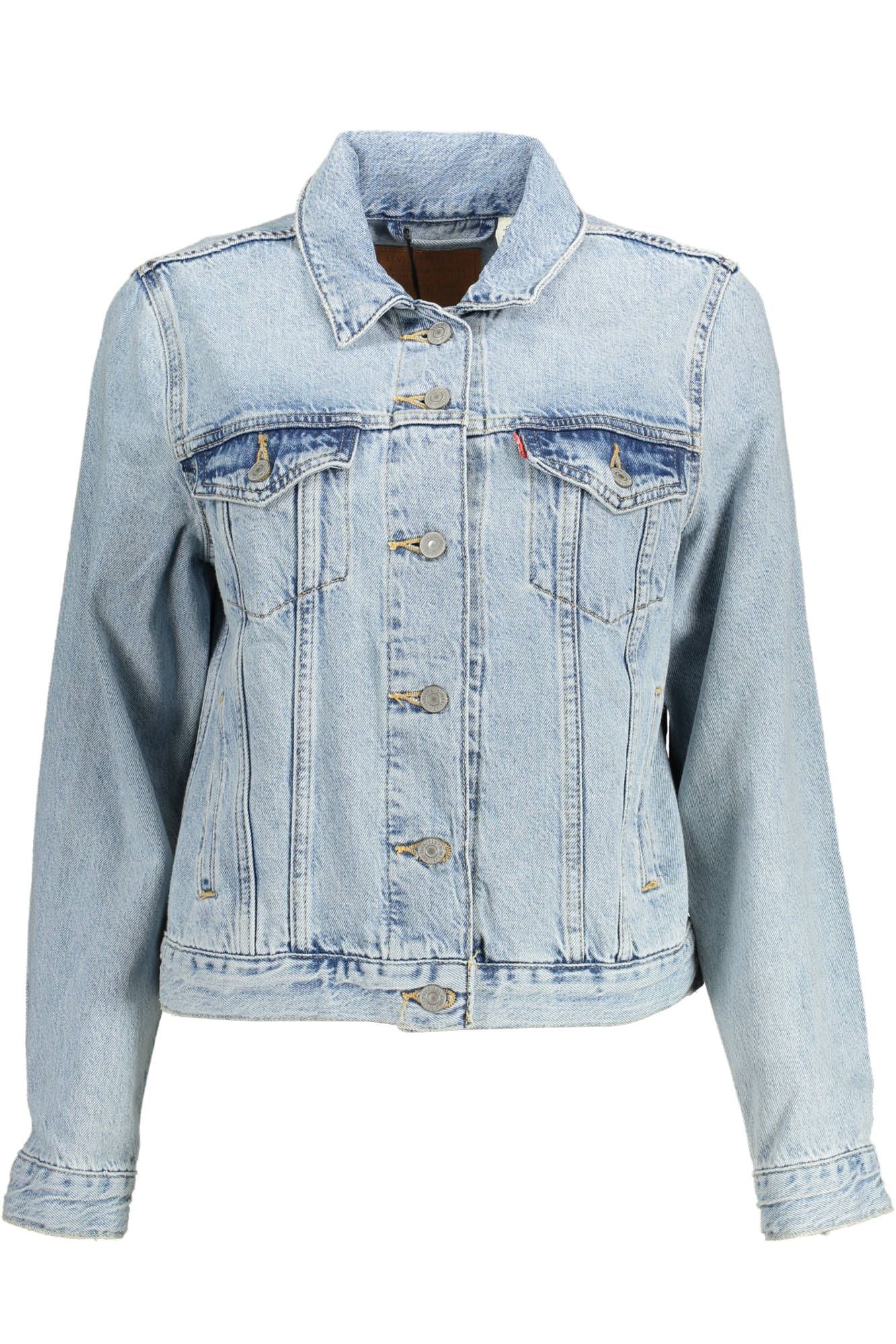 Light Blue Cotton Women Jacket - SEHABRANDS