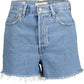 Light Blue Cotton Women Shorts - SEHABRANDS