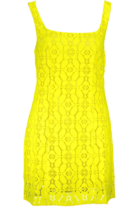 Yellow Polyester Women Sleeveless Dress - SEHABRANDS