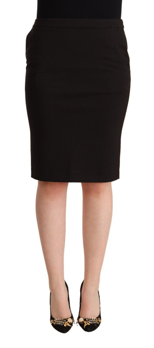 Sleek Black Pencil Skirt Knee Length - SEHABRANDS