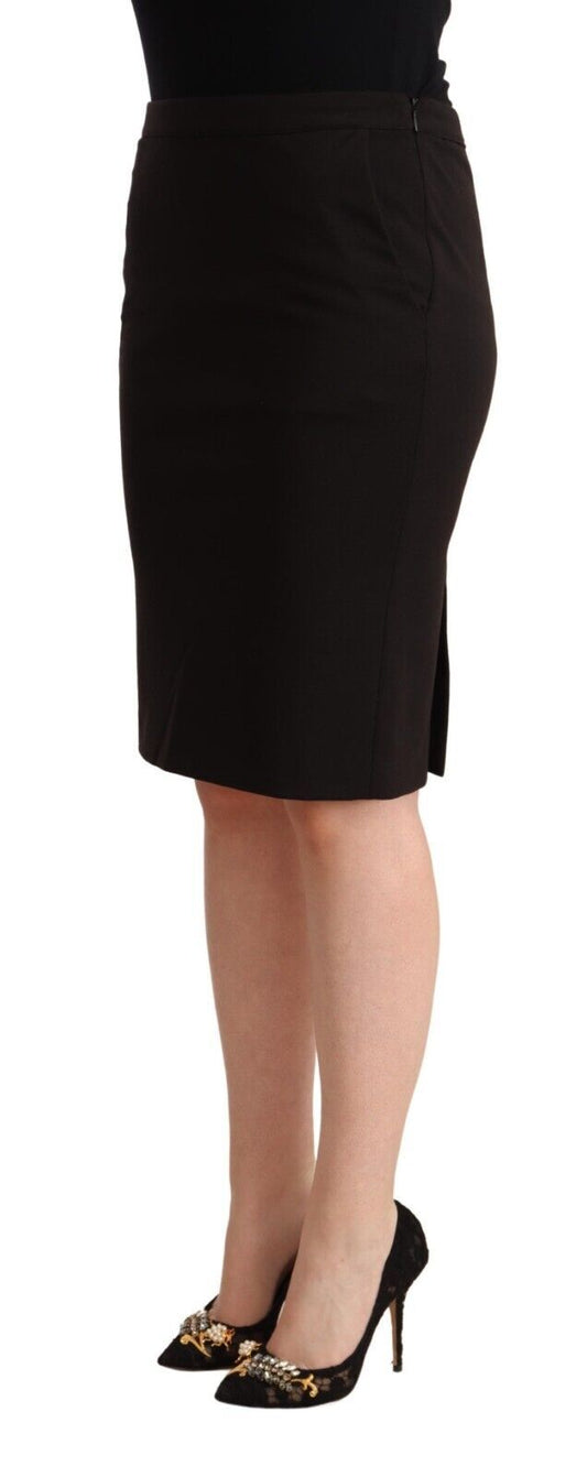 Sleek Black Pencil Skirt Knee Length - SEHABRANDS