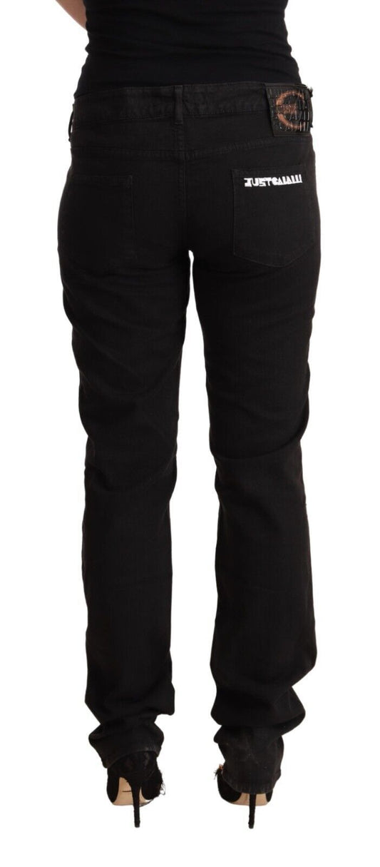 Sleek Mid-Waist Slim Fit Black Jeans - SEHABRANDS