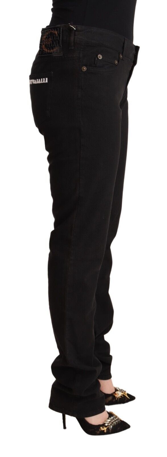 Sleek Mid-Waist Slim Fit Black Jeans - SEHABRANDS