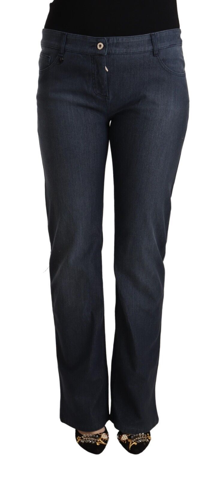 Chic Dark Blue Straight Cut Jeans - SEHABRANDS