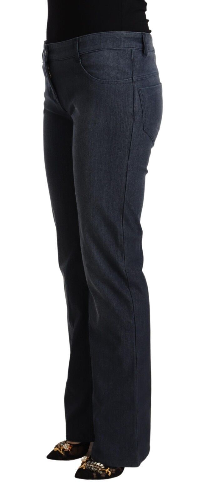 Chic Dark Blue Straight Cut Jeans - SEHABRANDS