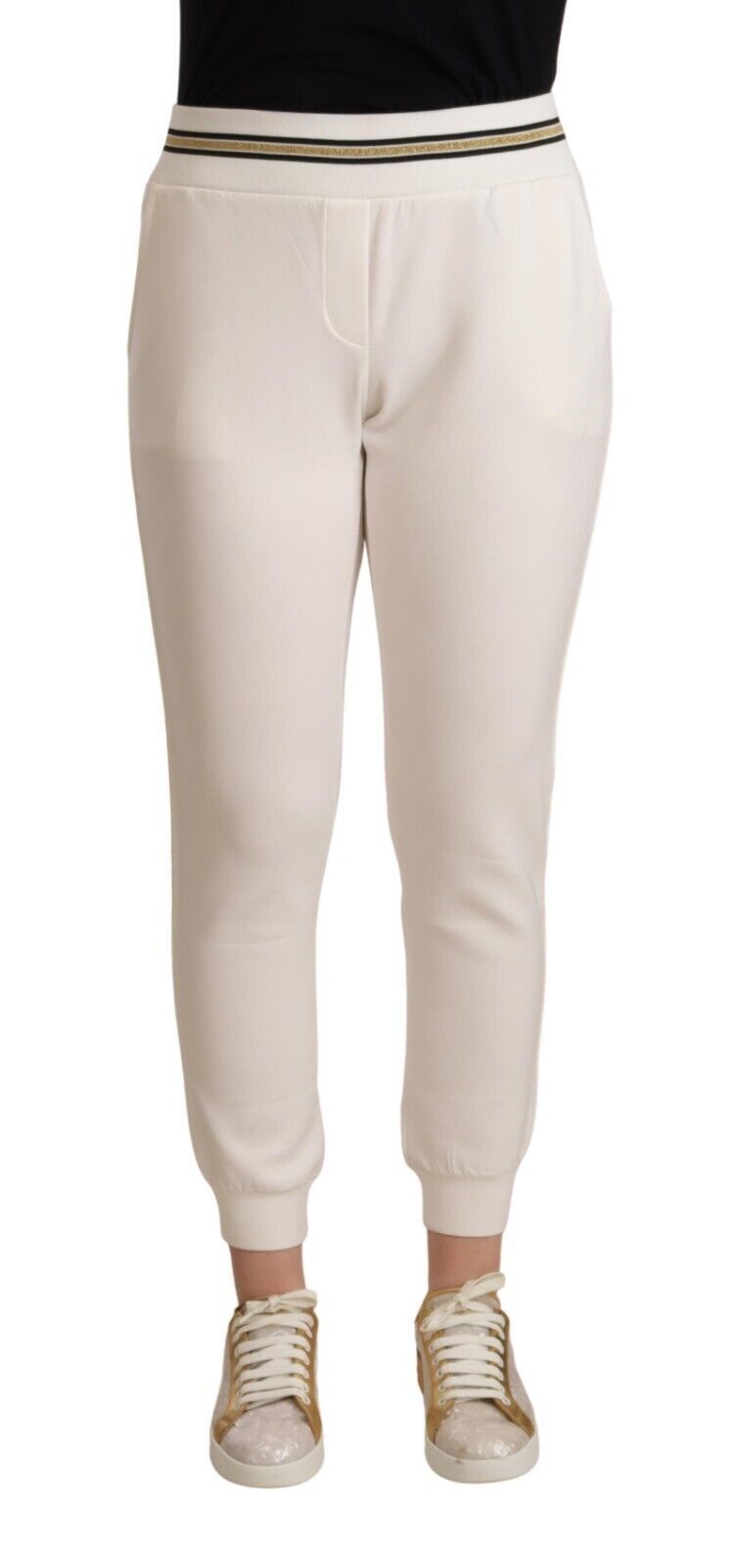 Chic White Mid Waist Jogger Pants - SEHABRANDS