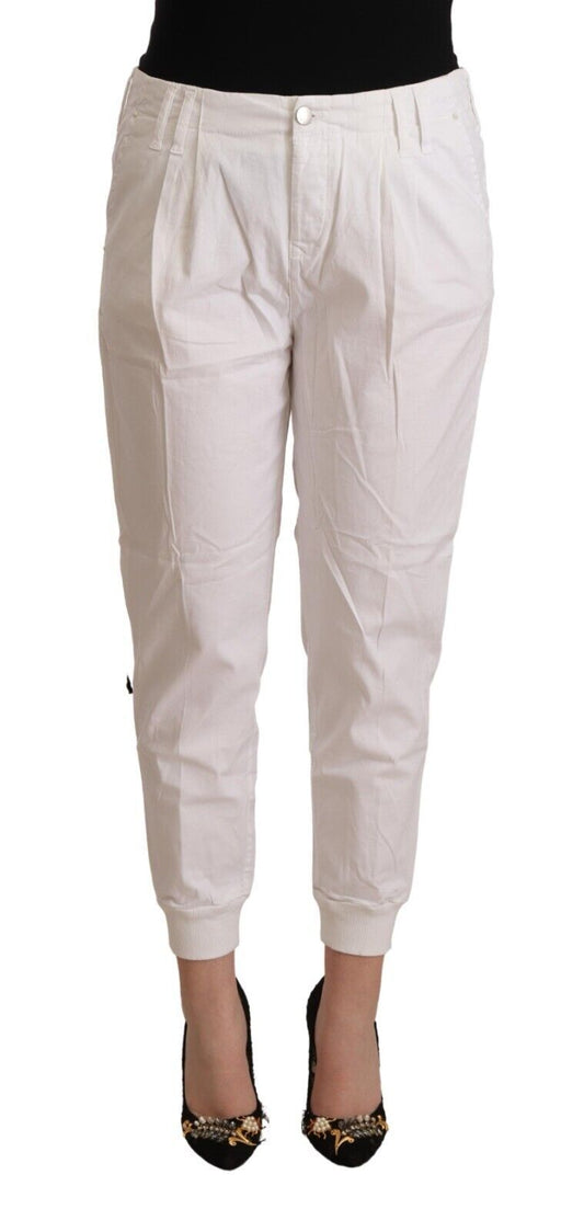 Chic White Tapered Cropped Pants - SEHABRANDS