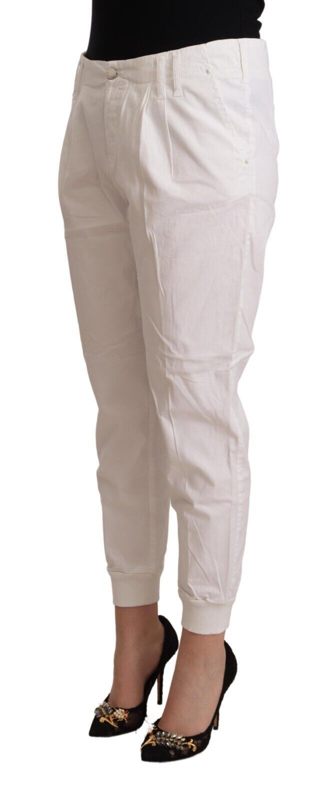 Chic White Tapered Cropped Pants - SEHABRANDS