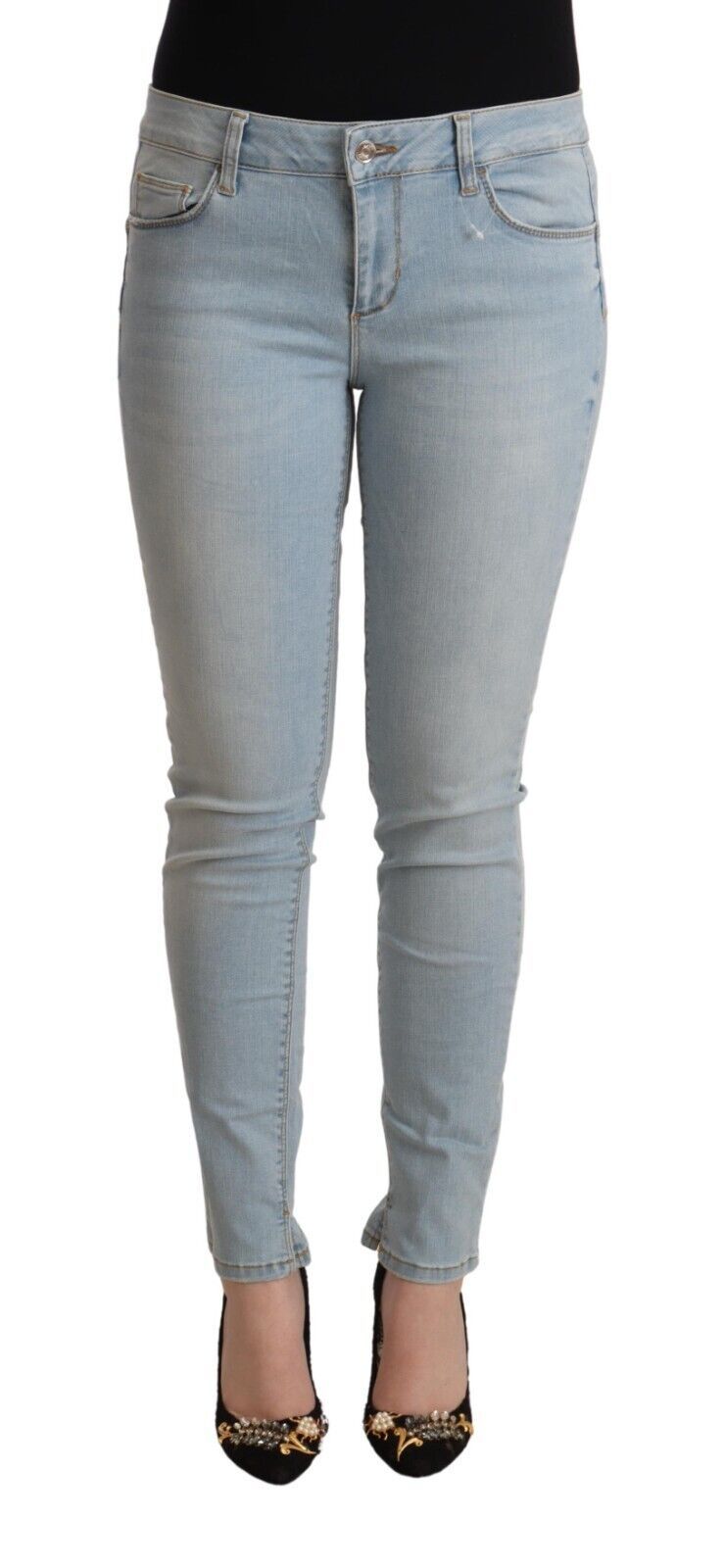 Light Blue Mid Waist Skinny Denim - SEHABRANDS